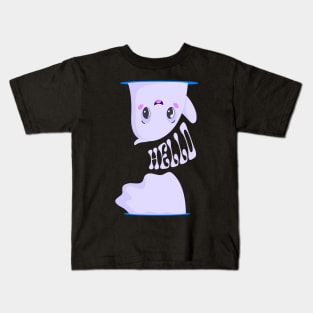 Hello Ghost Tee - Playful Spooky Greetings Shirt Kids T-Shirt